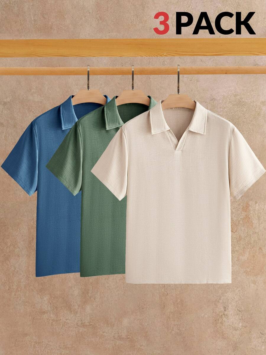 HIMLAND 男士夏季休閒純色短袖 Polo 衫 - 彩色 - 查看 1