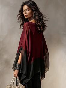 SHEIN New Women's Patchwork Contrast Color Versatile Slimming Blouse Shirt - Multicolor - View 4