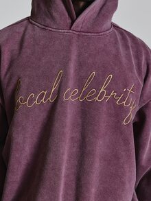 Musero Washed Base  Boxy Oversized Hoodie Front Appliqque Co Ord Hoodie Only Autum Winter Essentials - Purple - View 6