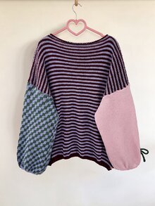 Sunspun Plus Size Women's Striped Crew Neck Dropped Shoulder Long Sleeve Casual Pullover Sweater - Multicolor - View 2