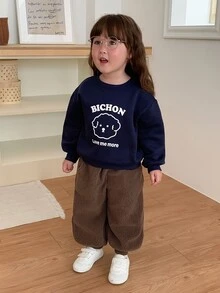 DAZY Baby Girl Solid Color Casual Versatile Daily Wear Jogger Pants - Coffee Brown - View 3