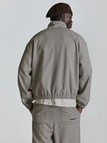 Check Belted Funnel Neck Track Jacket "Musero" Embroidery Deatail On Chest Co Ord Jacket Only Autum Winter Essentials - Multicolor - View 5