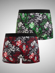 Harley Quinn X SHEIN Men's Fashion Cartoon All-Over Print Boxer Briefs - Black - View 2