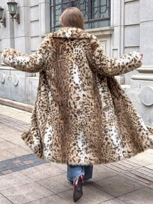 Muchica Plus-Size Retro Street-Style Leopard Print Mid-Length Faux Fur Coat For Autumn And Winter. - Multicolor - View 1