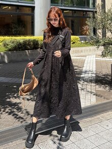 FRIFUL Women's Autumn Textured Fabric Cinched Waist Sleeveless Long Dress - Black - View 6
