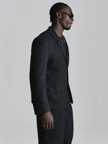 Musero Boxy Fit Pinstripe Blazer Metal Chest Welt Pocket Co Ord Blazer Only Autum Winter Essentials - Blue - View 4