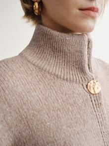 Briarwyn Autumn/Winter Casual Versatile Solid Color Cardigan - Apricot - View 4
