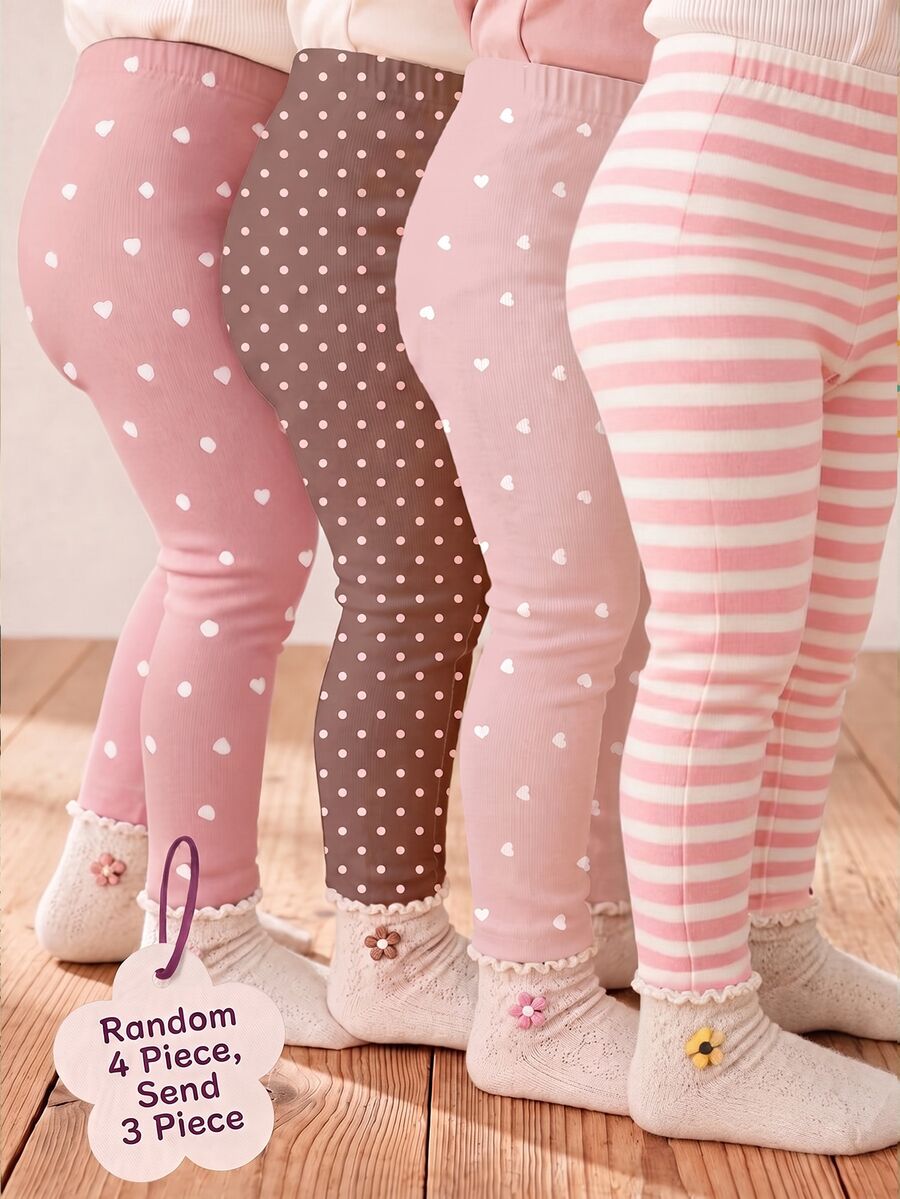 溫柔百搭迷你波點與愛心系列,女嬰可愛舒適休閒內搭褲,彈性加厚,適合四季日常穿著,甜美風格,休閒穿搭,易穿脫 - 白色 - 查看 1