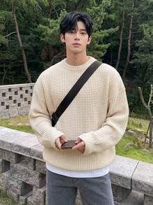 DAZY Men's Solid Color Casual Versatile Daily Wear Long Sleeve Sweater - Apricot - View 4