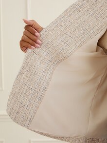 Lilora Jaket Wanita Lengan Panjang Kasual Elegan Serbaguna Kancing Tunggal untuk Perjalanan Kantor/Komuter, Warna Beige, Musim Gugur - Aprikot - View 8