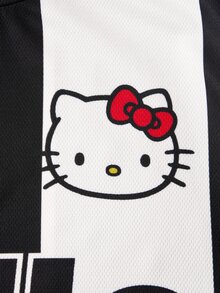 HELLO KITTY AND FRIENDS | SHEIN Men's Letter Print Crew Neck Short Sleeve Casual T-Shirt - Black and White - View 5