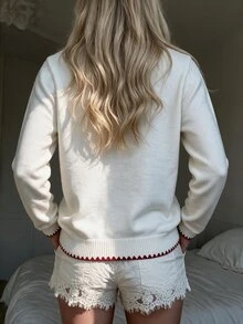Flora Isola Flora Isola Elegant Round Neck Single-Breasted Long Sleeve Cardigan For Women - White - View 2