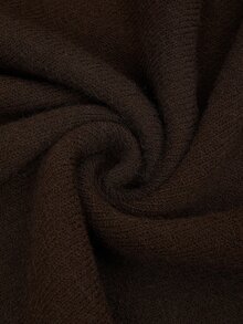 Sweetra CURVE Sweater Pullover Kancing Longgar Pendek untuk Wanita Ukuran Plus, Musim Gugur/Dingin - Coffee Brown - View 3