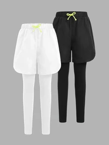 SHEIN Kids Tween Boy Slim Fit Casual 2pcs In 1 Sporty Long Pants 2 Pieces Set - Multicolor - View 6