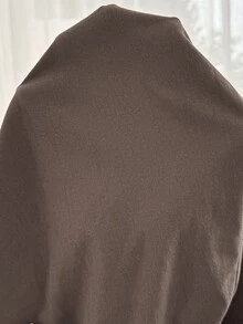 SHEIN Kemeja Hamil Kasual Warna Polos dengan Ikatan di Depan, Musim Gugur - Coklat - View 4