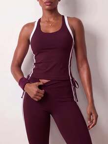 Zivah Women's Striped Colorblock Tank Top And Long Pants Sports Set - Multicolor - View 4