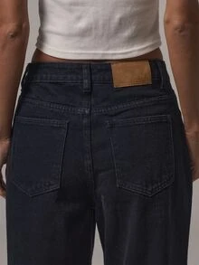 MUSERA بنطلون جينز كابري ضيق بخصر متوسط وحافة مطوية، أزرق داكن، كاجوال أساسي للاستخدام اليومي، خريف وشتاء - الأسود - مشاهدة 6