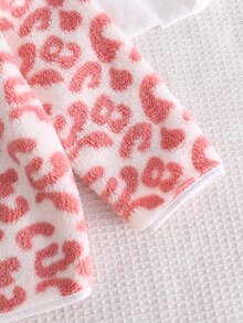 2pcs/Set Young Girls Pajamas, Pink Leopard Print Long Sleeve Long Pants Casual Minimalist Zipper Fleece Pajama Set, Loungewear Autumn Winter - Pink - View 5