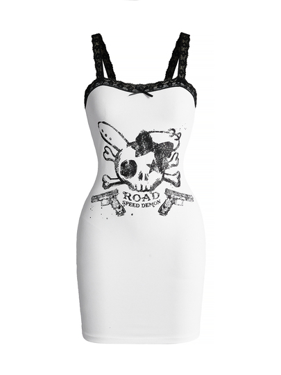 Grunge Punk Vestido mini para mujer estilo punk callejero con diseño de ojo de pez, conejo malo, ala de pistola, vintage y sexy tipo camisola