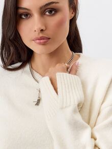 KÆRIA Hus Sculpted Split Cuff Jumper - Soft Touch Knit - Ivory - Elegant, Luxury, Casual, Layering, Modern - White - View 7