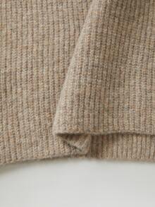 SHEIN Fall Winter Lapel Collar Button Front Knit Cardigan, Casual Loose Outerwear With Pockets - Camel - View 8