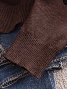 CosyJoli 女款大尺碼復古愛心刺繡鈕扣針織開襟衫 - 咖啡棕 - 查看 5