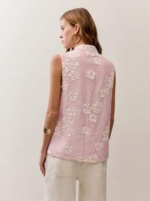 Nöista Sleeveless Floral Vest With Relaxed Fit For Summer Vacation And Casual Everyday Looks. - Pink - View 3