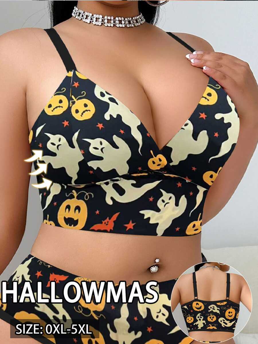 AltCore Halloween Plus Size Wireless Bra, 1pc - Multicolor - View 1