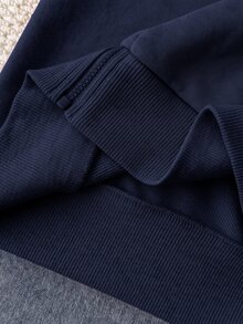 兒童青少年女孩休閒運動灰色小馬刺繡裝飾連帽開襟衛衣 秋冬款 - 藍色 - 查看 8