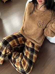 DAZY Women's Winter Warm Pajama Set - Khaki - View 8