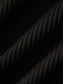 DAZY Spring/Autumn Solid Color Small V-Neck Opening Black Textured Fabric Men's T-Shirt - Black - View 9