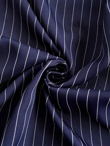 Firerie Plus Size Casual Commute Striped Shirt & Trousers Suit Set - Navy Blue - View 9