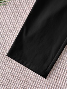SHEIN 中性嬰兒男/女嬰 100%純棉休閒百搭白色工裝褲，男嬰下裝，嬰兒褲，Squishy - 黑色 - 查看 6