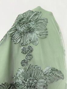 Firerie Plus Size Elegant Party Mesh Patchwork Floral Embroidery Dress - Green - View 8