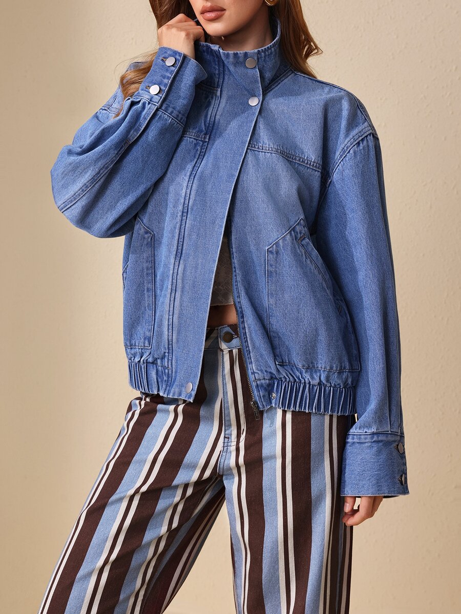 Selenza Women's Casual Versatile Everyday Long Sleeve Denim Jacket - Blue - View 1