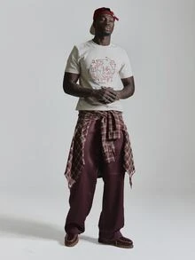 Musero Crew Neckline Short Sleeve Tshirt Front Graphic Autum Winter Essentials - Apricot - View 3