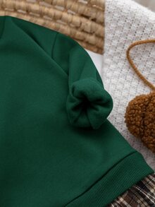 SHEIN Young Girls Retro Fashion Versatile Casual Everyday Wear Fall Winter,Suitable For Outings, Campus - Green - View 4