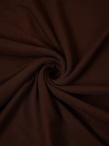 Ellevyn Gaun Midi Elegan Wanita Warna Polos Kerah Tegak Lengan Panjang dengan Detail Kerut dan Potongan Pas Badan - Coffee Brown - View 8