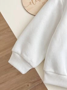 SHEIN 女嬰毛絨拼接抓絨運動衫與秋冬長褲套裝 - 粉色 - 查看 4