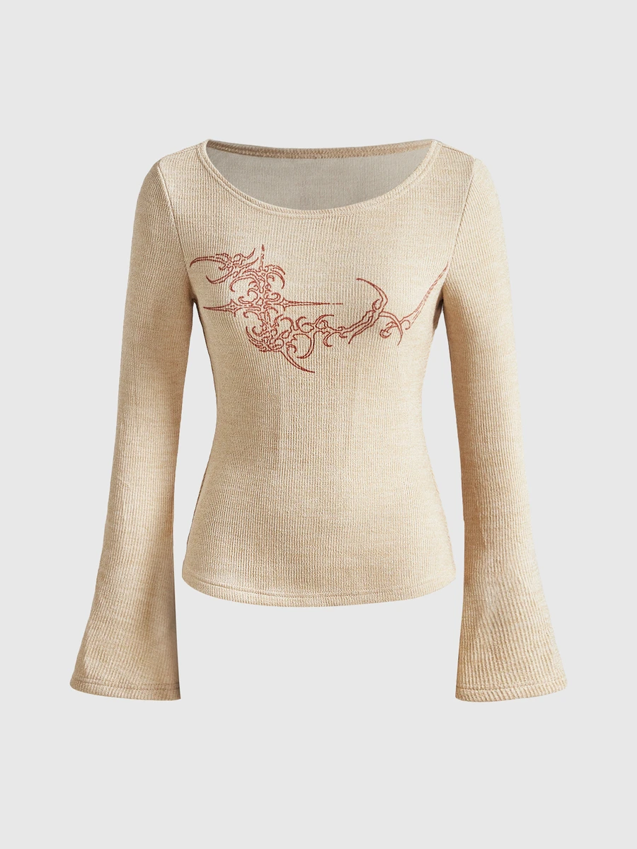 ROMWE Avant Women's Round Neck Casual Versatile Everyday Top - Beige - View 1