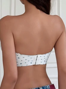 DAZY Sweet Ditsy Floral Push-Up Padded Strapless Bra For Women - Champagne - View 2