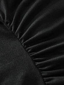 SHEIN EZwear 女款休閒舒適缺口領抓皺短袖T恤 黑色、白色、灰色 3件組 - 黑與白 - 查看 9