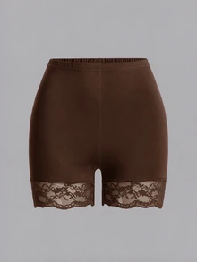 SHEIN Essnce 女款大尺碼 2 件組蕾絲拼接內搭褲 - 彩色 - 查看 5