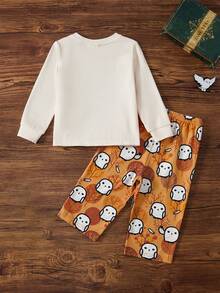 HARRY POTTER X SHEIN Baby Boy Cartoon Print Top & Pants Loungewear - Yellow - View 2