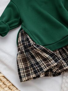 SHEIN Young Girls Retro Fashion Versatile Casual Everyday Wear Fall Winter,Suitable For Outings, Campus - Green - View 8