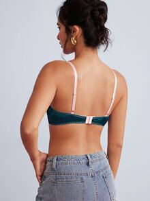 Elorette Pink Colorblock Underwire Push-Up Lift Floral Pattern Embroidered Romantic Elegant Women's Bra - Pink - View 2