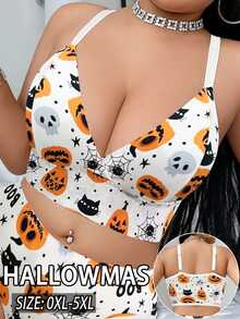 AltCore Halloween Plus Size Wireless Bra Single Piece - Multicolor - View 3