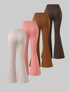 4-Piece Tween Girls Casual Autumn/Winter Everyday Full Length Leggings Soft Smooth Lightweight Comfy Fabric Bottoms - Multicolor - View 2