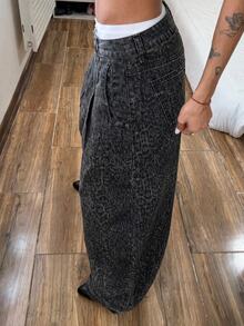 Jeanoix Petite Y2K Women's Denim Wide Leg Pants - Multicolor - View 3