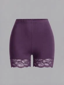 SHEIN Essnce 女款大尺碼 2 件組蕾絲拼接內搭短褲 - 彩色 - 查看 3
